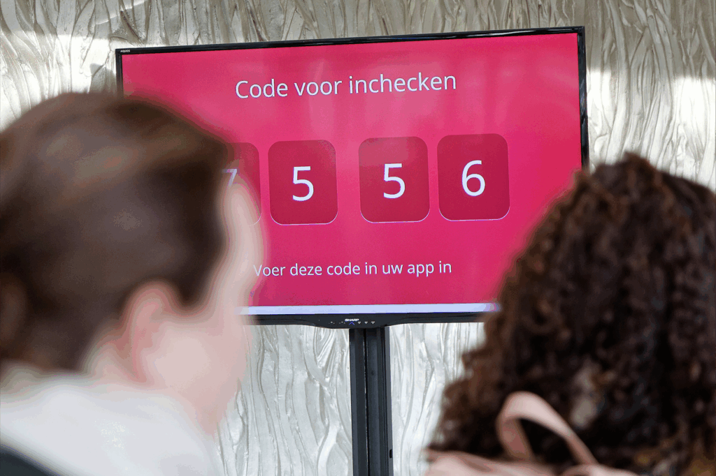 Yellenge zelf check in scherm