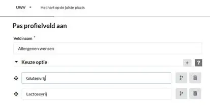 Yellenge Profielvelden